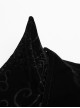 Gothic Style Bat Collar Stitching Jacquard Retro Velvet Unique Sharp Shoulder Design Black Long Sleeves Coat