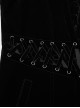 Gothic Style Bat Collar Stitching Jacquard Retro Velvet Unique Sharp Shoulder Design Black Long Sleeves Coat