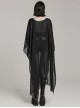 Gothic Style Sexy Mesh Chiffon Retro Braided Belt Various Ways To Wear Black Front Loose Shawl Coat