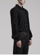 Gothic Style Elegant Lapel Exquisite Ruffle Placket Velvet Webbing Retro Frame Button Black Long Sleeves Shirt