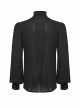 Gothic Style Elegant Lapel Exquisite Ruffle Placket Velvet Webbing Retro Frame Button Black Long Sleeves Shirt