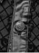 Gothic Style Leather Knitted Fabric Splicing Unique Flocking Pattern Skull Button Black Long Sleeves Shirt