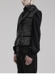 Gothic Style Vintage Lapel Jacquard Splicing Velvet Luxury Gem Buttons Gorgeous Black Gentleman Vest