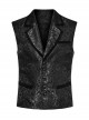Gothic Style Vintage Lapel Jacquard Splicing Velvet Luxury Gem Buttons Gorgeous Black Gentleman Vest