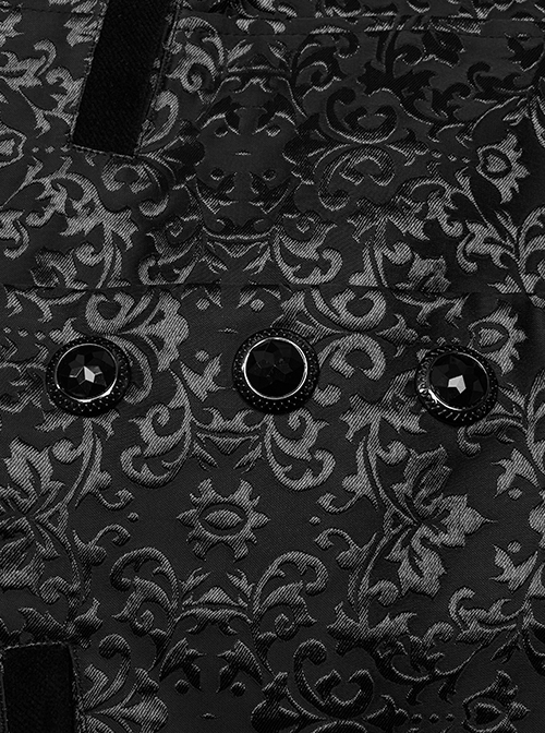 Gothic Style Vintage Lapel Jacquard Splicing Velvet Luxury Gem Buttons Gorgeous Black Gentleman Vest