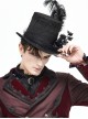 Gothic Style Exquisite Mesh Lace Ribbon Three Dimensional Flower Feather Decoration Black Mid High Hat