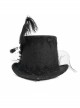 Gothic Style Exquisite Mesh Lace Ribbon Three Dimensional Flower Feather Decoration Black Mid High Hat