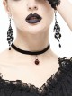 Gothic Style Simple Flocking Ribbon With Love Glass Pendant Decoration Black Adjustable Necklace