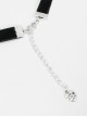 Gothic Style Simple Flocking Ribbon With Love Glass Pendant Decoration Black Adjustable Necklace