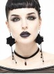Gothic Style Exquisite Glass Pendant With Three-Dimensional Rose Black Ladies Sexy Long Earrings