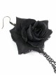 Gothic Style Exquisite Glass Pendant With Three-Dimensional Rose Black Ladies Sexy Long Earrings