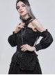 Gothic Style Lace Applique Beaded Front Center Decoration Adjustable Strap Black Daily Simple Bag