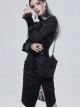 Gothic Style Lace Applique Beaded Front Center Decoration Adjustable Strap Black Daily Simple Bag