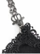 Gothic Style Lace Applique Beaded Front Center Decoration Adjustable Strap Black Daily Simple Bag