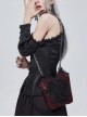 Gothic Style Lace Applique Beaded Front Center Decoration Adjustable Strap Red Daily Simple Bag