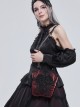 Gothic Style Lace Applique Beaded Front Center Decoration Adjustable Strap Red Daily Simple Bag