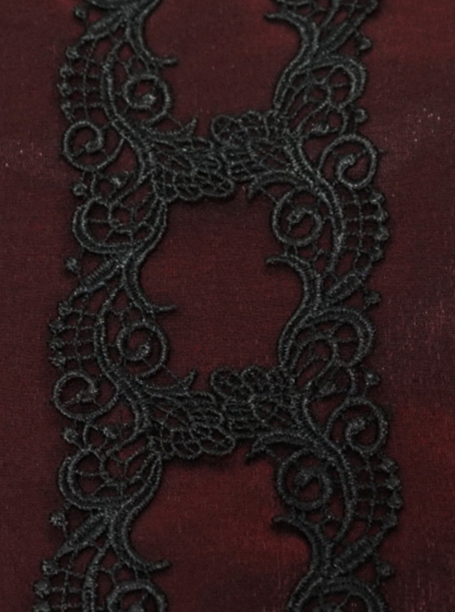 Gothic Style Lace Applique Beaded Front Center Decoration Adjustable Strap Red Daily Simple Bag