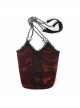 Gothic Style Lace Applique Beaded Front Center Decoration Adjustable Strap Red Daily Simple Bag
