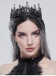Gothic Style Gorgeous Crystal Diamond With Metal Spike Three Dimensional Pattern Black Crown Headdress