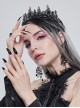 Gothic Style Gorgeous Crystal Diamond With Metal Spike Three Dimensional Pattern Black Crown Headdress
