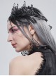 Gothic Style Gorgeous Crystal Diamond With Metal Spike Three Dimensional Pattern Black Crown Headdress