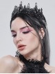 Gothic Style Gorgeous Crystal Diamond With Metal Spike Three Dimensional Pattern Black Crown Headdress