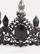 Gothic Style Gorgeous Crystal Diamond With Metal Spike Three Dimensional Pattern Black Crown Headdress