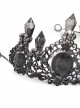 Gothic Style Gorgeous Crystal Diamond With Metal Spike Three Dimensional Pattern Black Crown Headdress