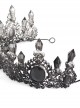 Gothic Style Gorgeous Crystal Diamond With Metal Spike Three Dimensional Pattern Black Crown Headdress