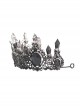 Gothic Style Gorgeous Crystal Diamond With Metal Spike Three Dimensional Pattern Black Crown Headdress