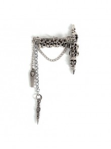 Punk Style Spike Pendant Metal Skull Chain White Brooch