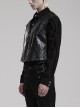 Gothic Style Elegant V Neck Vintage Metal Button Exquisite Velvet Dark Pattern Stitching Leather Black Vest
