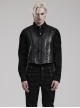 Gothic Style Elegant V Neck Vintage Metal Button Exquisite Velvet Dark Pattern Stitching Leather Black Vest