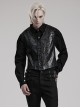 Gothic Style Elegant V Neck Vintage Metal Button Exquisite Velvet Dark Pattern Stitching Leather Black Vest