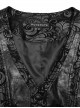 Gothic Style Elegant V Neck Vintage Metal Button Exquisite Velvet Dark Pattern Stitching Leather Black Vest