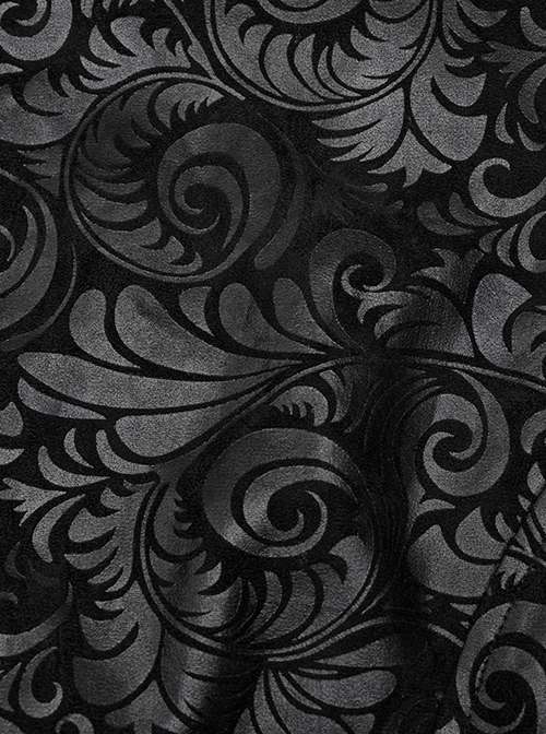 Gothic Style Elegant V Neck Vintage Metal Button Exquisite Velvet Dark Pattern Stitching Leather Black Vest