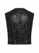 Gothic Style Elegant V Neck Vintage Metal Button Exquisite Velvet Dark Pattern Stitching Leather Black Vest