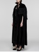 Gothic Style Unique Bat Collar Gorgeous Lace Appliques Splicing Retro Velvet Mysterious Black Cloak