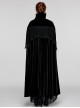 Gothic Style Unique Bat Collar Gorgeous Lace Appliques Splicing Retro Velvet Mysterious Black Cloak