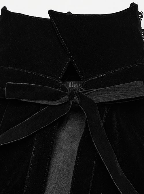 Gothic Style Unique Bat Collar Gorgeous Lace Appliques Splicing Retro Velvet Mysterious Black Cloak