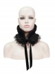 Gothic Style Soft Grain Plush With Detachable Lace Tie Black Velvet Scarf