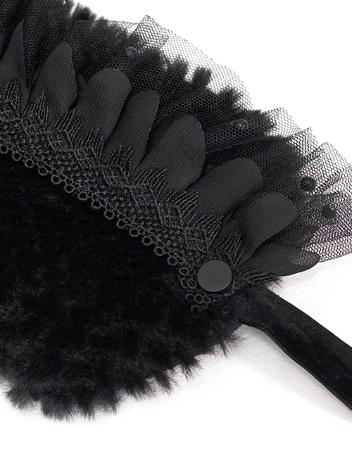 Gothic Style Soft Grain Plush With Detachable Lace Tie Black Velvet Scarf