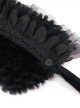 Gothic Style Soft Grain Plush With Detachable Lace Tie Black Velvet Scarf
