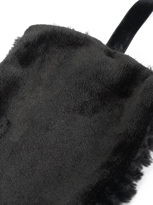 Gothic Style Soft Grain Plush With Detachable Lace Tie Black Velvet Scarf