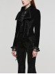 Gothic Style Elegant Large Lapel Gorgeous Lace Applique Vintage Velvet Black Slim Long Sleeves Tuxedo Coat