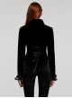 Gothic Style Elegant Large Lapel Gorgeous Lace Applique Vintage Velvet Black Slim Long Sleeves Tuxedo Coat