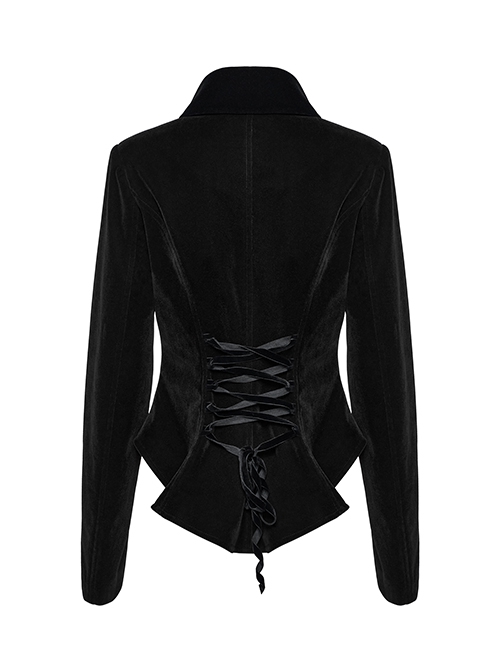 Gothic Style Elegant Large Lapel Gorgeous Lace Applique Vintage Velvet Black Slim Long Sleeves Tuxedo Coat