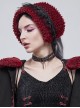 Gothic Style Soft Grain Plush With Detachable Lace Tie Red Velvet Scarf