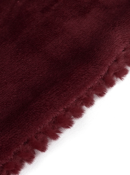 Gothic Style Soft Grain Plush With Detachable Lace Tie Red Velvet Scarf
