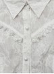 Gothic Style Elegant Lace Ruffles With Exquisite Pearl Buttons Retro White Long Puff Sleeves Slim Shirt